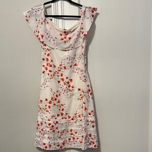 Banana Republic White Dress with Red /Orange Floral Design